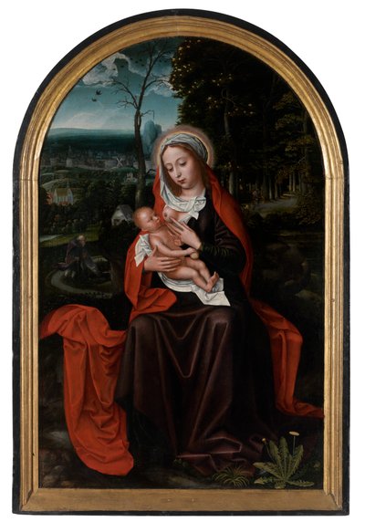Resten på flugten til Egypten (olie på panel) af Ambrosius Benson