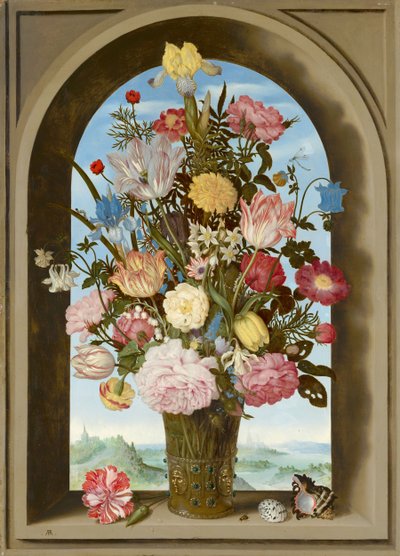 Vase med blomster i et vindue, ca. 1618 af Ambrosius the Elder Bosschaert