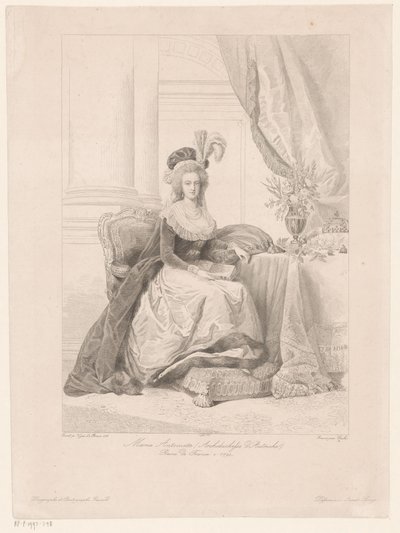 Portræt af Marie Antoinette, dronning af Frankrig af Amédée Félix Barthélemy Geille
