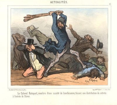 Oberst Ratapoil, der er medlem af en velgørenhedsorganisation, deler bestik ud i begyndelsen af vinteren. af Amédée de Noé