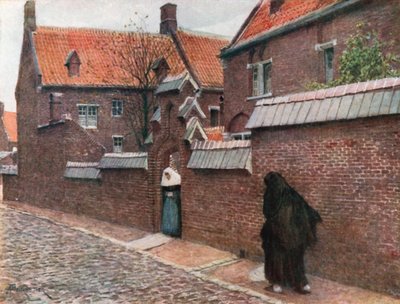 Beguinage of Mont St Amand, Gent (farvelitografi) af Amedee (after) Forestier