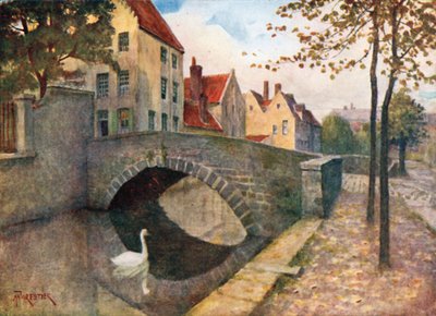 Quai des Marbriers, Brügge (farvelitografi) af Amedee (after) Forestier