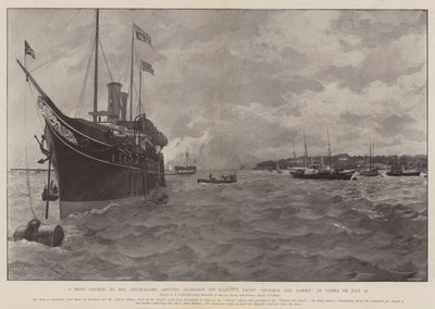 Et hemmeligt råd til søs, rådsmedlemmer ankommer sammen med Hans Majestæts Yacht Victoria og Albert ved Cowes den 26. juli af Amedee Forestier