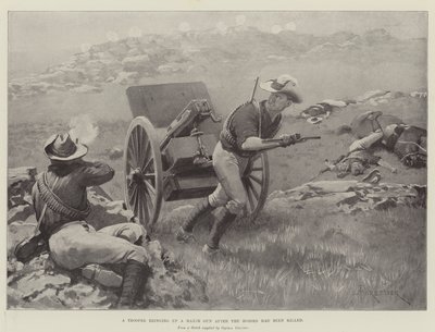 En soldat, der fremfører en Maxim Gun, efter at hestene var blevet dræbt af Amedee Forestier