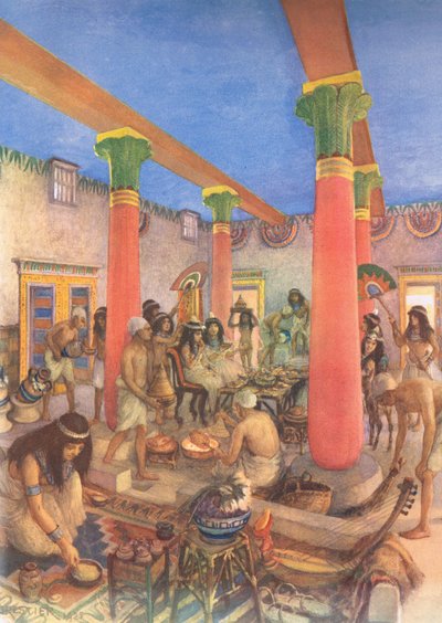 Husliv i Egypten, fra MacMillan skoleplakater, ca. 1950-60