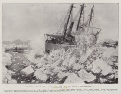 Dr. Nansen Polar Ekspedition, frigør rammen fra trykket fra den omgivende is af Amedee Forestier