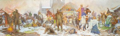 Episode ved kroningen af William I, London, juledag, 1066, begyndelsen af det 20. århundrede af Amedee Forestier