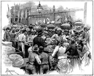 Isbod på markedet, Georgetown, Demerara, Guyana, Britisk Guyana, 1888 af Amedee Forestier