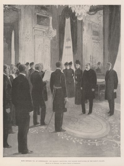 Kong Edward VII i København, Hans Majestæt modtager den danske deputation i Kongens Palads af Amedee Forestier