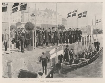 Kong Edwards kontinentale rundrejse, Hans Majestæt tager afsked med den svenske konge i Helsingborg den 20. september af Amedee Forestier