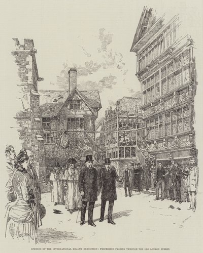 Åbning af den internationale sundhedsudstilling, procession gennem Old London Street af Amedee Forestier