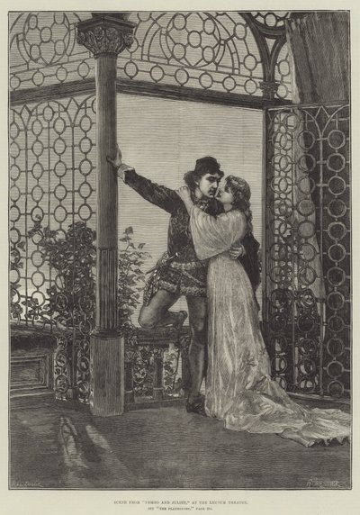 Scene fra Romeo og Julie, på Lyceum Theatre af Amedee Forestier