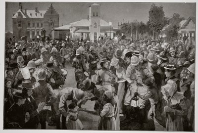 Den britiske besættelse af Bloemfontein - En aftenkoncert på markedspladsen ved Highland Brigades rør af Amedee Forestier
