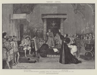 Retssagen mod dronning Katharine i Shaksperes Henry VIII, produceret på Lyceum Theatre, 5. januar 1892 af Amedee Forestier