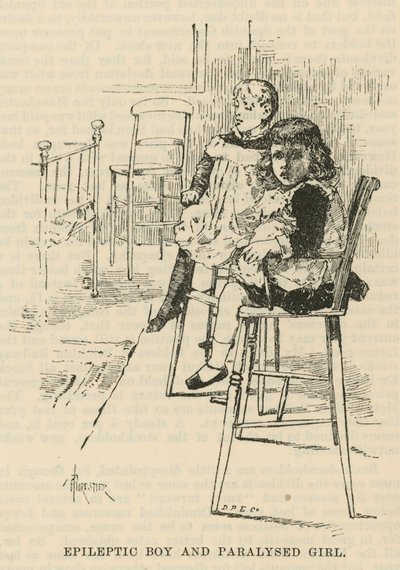 West End Hospital for Paralysis and Epilepsy, Welbeck Street, London: Epileptisk dreng og lammet pige af Amedee Forestier