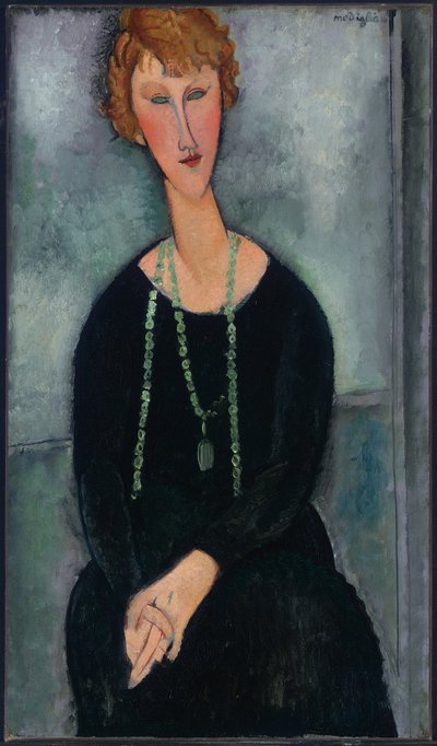 Kvinde med en grøn halskæde (Madame Menier) af Amedeo Modigliani