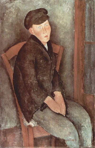 Tysk: Siddende dreng med hat af Amedeo Modigliani