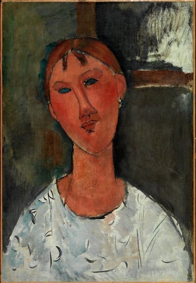 Tyttö valkoisessa puserossa, n. 1915 (öljy kankaalle) af Amedeo Modigliani