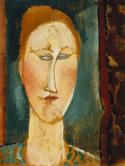 Hoved af en kvinde med rødt hår; Hovedet af en kvinde med rødt hår, af Amedeo Modigliani