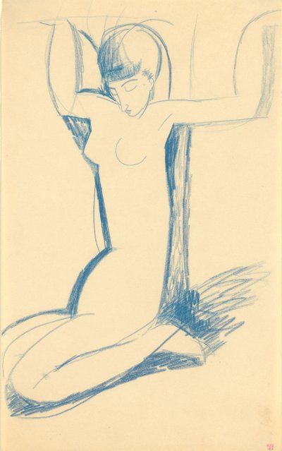 Knælende blå karyatide, ca. 1911 af Amedeo Modigliani