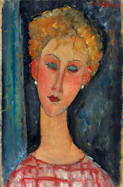 Blondinen med øreringe, 1918-1919 af Amedeo Modigliani