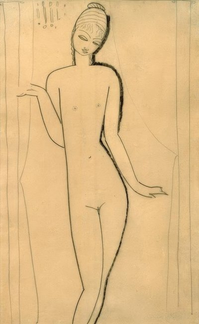 Nøgen ung pige - karyatide af Amedeo Modigliani
