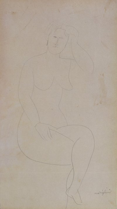 Nøgen stående pige (korsede ben) af Amedeo Modigliani