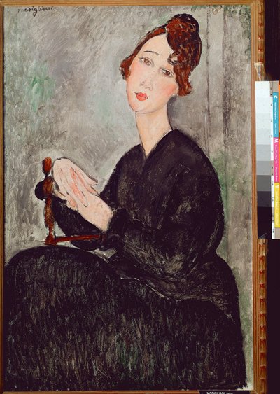 Portræt af Dedie Hayden (D.H.) Kvinde klædt i sort har det melankolske udtryk. Maleri af Amedeo Modigliani (1884-1920) 1918 Dim. 92x60 cm Paris, musee national dart moderne af Amedeo Modigliani
