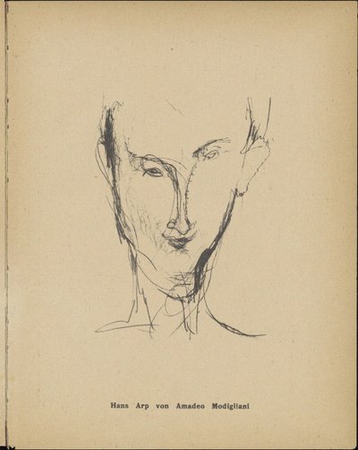 Portræt af Hans Arp 1886-1966, 1916. af Amedeo Modigliani