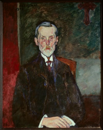 Portræt af Jean Baptiste Alexandre ved krucifikset maleri af Amedeo Modigliani (1884-1920) af Amedeo Modigliani