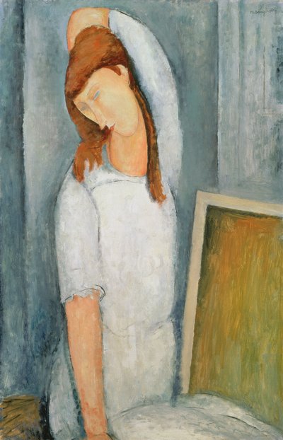 Portræt af Jeanne Hebuterne (1898-1920) med sin venstre arm bag hovedet af Amedeo Modigliani
