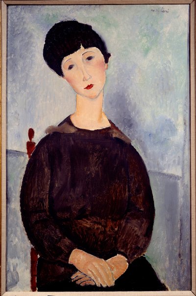 Portræt af en siddende brun pige, maleri af Amedeo Modigliani af Amedeo Modigliani