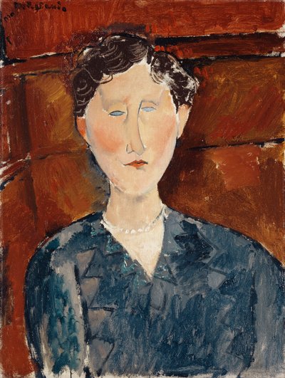 Portræt af en kvinde i en blå bluse, ca. 1916 af Amedeo Modigliani