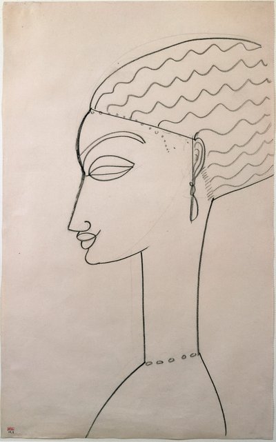 Kvinde profil. Kvindelig profil. Tegning af Amedeo Modigliani (1884-1920), 1910-1911. New York, Museum of Modern Art af Amedeo Modigliani