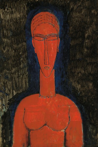Rød buste, karyatid, 1913 af Amedeo Modigliani