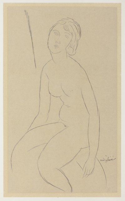 Siddende nøgen af Amedeo Modigliani