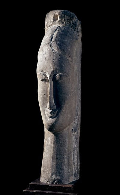 Leder af kvinde. Kvindens hoved. Skulptur af Amedeo Modigliani (1884-1920) af Amedeo Modigliani