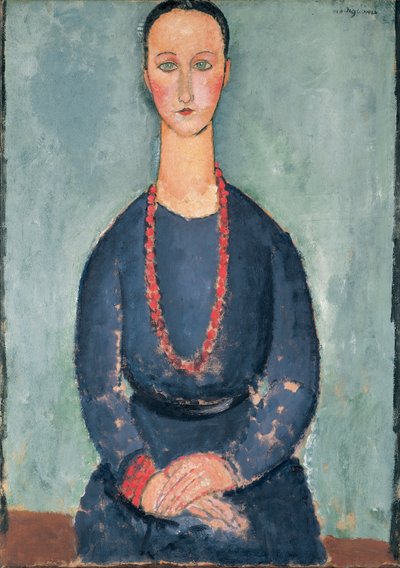 Kvinde med en rød halskæde, 1918 af Amedeo Modigliani