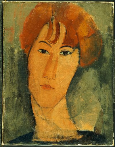Ung kvinde med rødt hår iført krave af Amedeo Modigliani