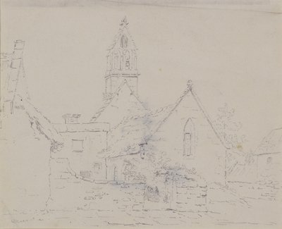 Ødelagt kirke, ca. 1803 (blyant) af Amelia Long