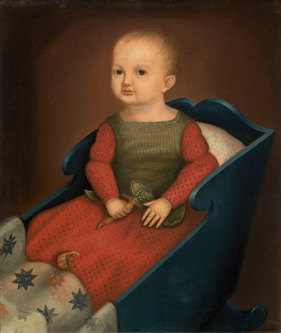 Baby i blå vugge af American 19th Century