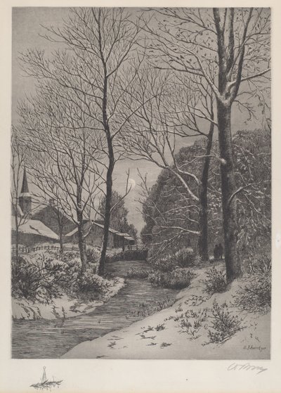 Månebelyst gåtur om vinteren af American 19th Century