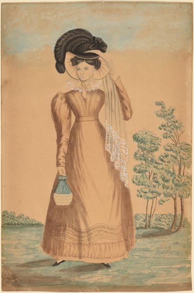 Kvinde med Plumed Hat af American 19th Century