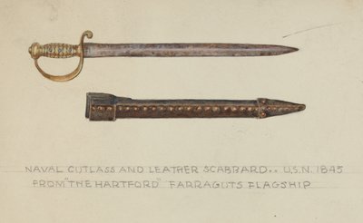Cutlas og læderskede af American 20th Century
