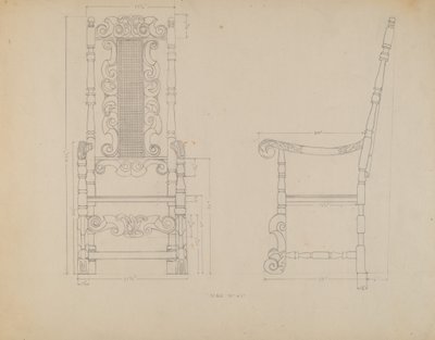 Tegning af en stol af American 20th Century