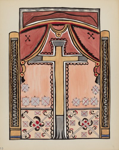 Plade 13: Design med kors, Chimayo: Fra porteføljen "Spanish Colonial Designs of New Mexico" af American 20th Century