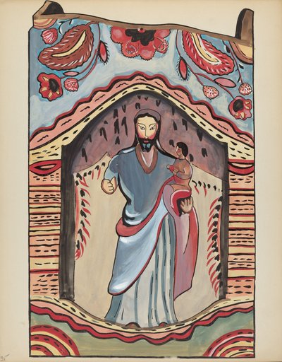 Plade 35: Saint Joseph in Wooden Niche: Fra Portfolio "Spanske koloniale designs i New Mexico" af American 20th Century