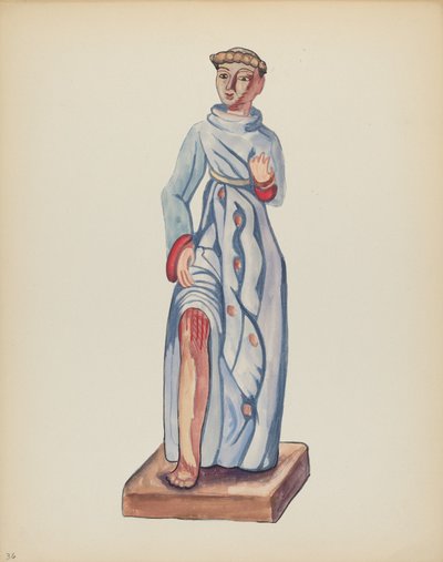 Plade 36: Saint Roch: Fra porteføljen "Spanske koloniale designs i New Mexico" af American 20th Century