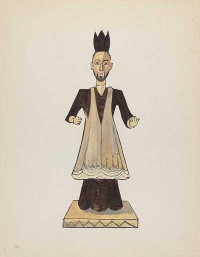 Plade 39: St. John Nepomuk Bulto: Fra porteføljen "Spanske koloniale designs i New Mexico" af American 20th Century