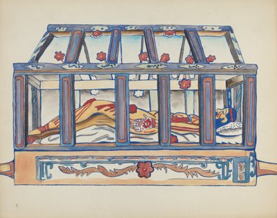 Plade 4: Kristus i graven: Fra porteføljen "Spanish Colonial Designs of New Mexico" af American 20th Century